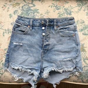 Free people-Light Blue Distressed Jean Shorts